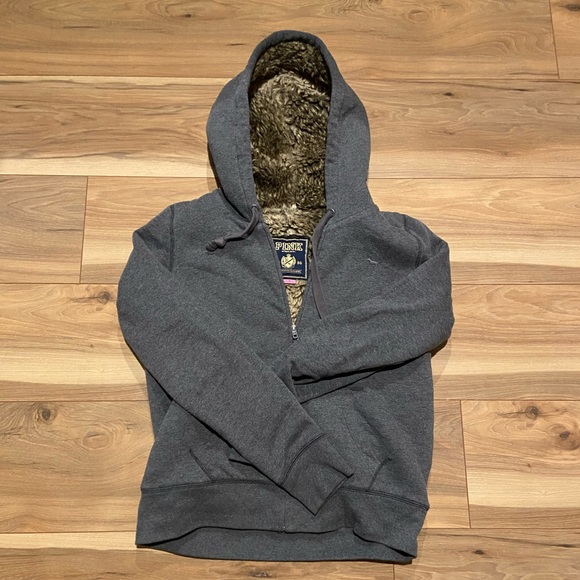 ‘PINK’ FUR HOODED ZIP UP - Picture 1 of 2